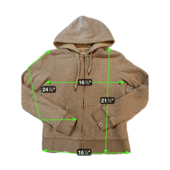 J.Crew Vintage Sherpa Lined Zip Hoodie Sweatshirt Beige Size Small - Picture 16 of 16